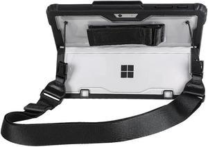 Clear Case for Microsoft Surface Go 4 (2023)/ Surface Go3/Go2/Go, Rugged Hard Shell Cover with Shoulder Strap & Hand Strap&Stylus Pen Holder, Compatible with Type Cover Keyboard (Black)