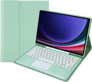 AnMengXinLing Keyboard Case for Galaxy Tab A9 Plus 11 Inch 2023 (SM-X210/SM-X215/SM-X216), Detachable Touchpad Keyboard with S Pen Holder Cover for Galaxy Tab A9 Plus Tablet, Mint Green