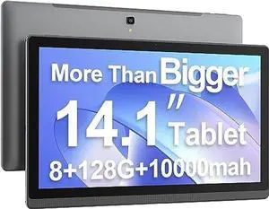 14.1 Inch Android 12 Large Tablet, Computer Tablets with 1920 * 1080 IPS HD Display, Large Screen Tablet 2023 with Bluetooth 4.1, 6+128GB, 512G TF Card Support and 10000mah Long Battery for Work/Study