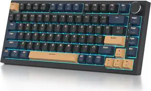 iTastatur 82 Keys Wireless Gaming Keyboard 75 Percent,Triple Mode Bluetooth/2.4Ghz/USB Pre-lubed Hot Swappable Mechanical Keyboard, w/Knob&Sound-Absorbing Pads,4000mAh Battery for Mac/Win (Blue B)