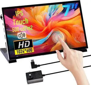 GeeekPi 7 inch Capacitive Touchscreen for Raspberry Pi, HDMI Monitor IPS 1024X600 LCD Display with Dual-Speaker for Raspberry Pi 5/4B/3B+/3B/B+, with Mount Hole to Install Raspberry Pi Board