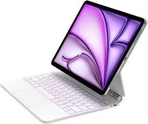 GOOJODOQ Magnetic Keyboard Case for iPad Air 13 inch 2024 M2,iPad Pro 12.9 inch (6th/5th/4th/3rd) Gen(2018-2022),Click-Anywhere Trackpad with LCD Display & 7 Color Backlit Bluetooth Keyboard -White
