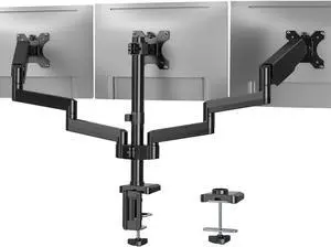 HIPPOFLEX Triple Monitor Desk Mount, 3 Screen Arms for Flat/Curved Screens Up to 27 inch, Hold up to 17.6lbs Each, Fully Adjustable Gas Spring Monitor Stand, VESA 75x75/100x100