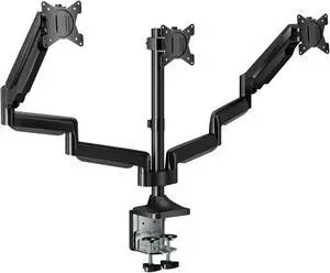 HIPPOFLEX Triple Monitor Mount, 3 Desk Mount Monitor Stand for Screens Up to 32 inch, Hold up to 30.9lbs Each,Fully Adjustable Gas Spring Monitor Arm, Heavy-Duty C-Clamp Base, VESA 75x75/100x100