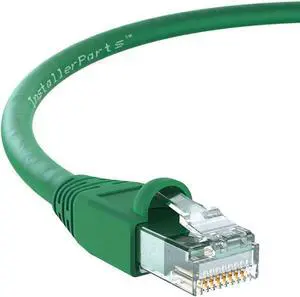 InstallerParts Ethernet Cable CAT6A Cable UTP Booted 50 FT - Green - Professional Series - 10Gigabit/Sec Network/High Speed Internet Cable, 550MHZ
