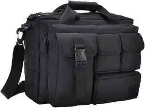 Jaegvida Tactical Briefcase Laptop Military Messenger Bag Tablet Shoulder Carrying Case for 14'' and 15.6" (Classical Black)