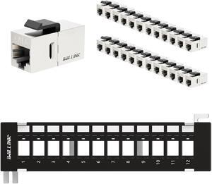 iwillink (25 Pack RJ45 Cat6 Shielded Coupler and 12 Port Blank Keystone Patch Panel