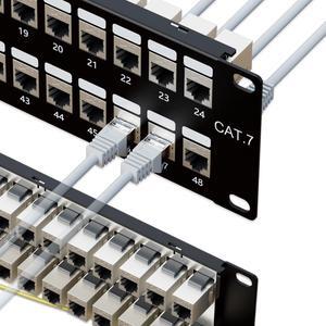 iwillink 10Gbps Cat7 RJ45 Through Coupler 2U 48-Port Patch Panel STP Shielded 19-Inch Without Back Bar, Wallmount or Rackmount, Compatible with Cat5e, Cat6, Cat6A, Cat7 Cabling