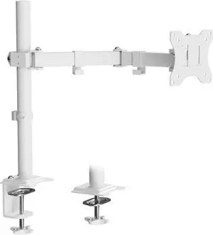 JOY worker Single Monitor Mount, Monitor Desk Mount Fits 12"-32" Screens, Hold up to 17.6LBS, Fully Adjustable Monitor Stand with C-Clamp/Gromment Base, Removable VESA Plate 75x75 or 100x100mm, White