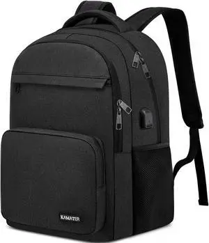 kamater Black Backpack for School, college Backpack for Teens,Students, with 17.3 inch Laptop Sleeve Back Pack for Boys, Large Computer Back Pack with Compartments for Men & Women