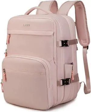 Kinmac Extra Large Travel Backpack,360° Cushioned Laptop Backpack with USB Charging Port For 15.6 inch to 17 inch Laptop(Pink)