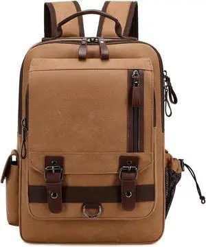 Lanola Water-resistant Canvas Backpack with Anti-Theft Pocket, Daypacks Fits 15.6 Inch Laptop for Men Perfect for Work, Travel, Daily Use (Coffee)