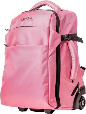 LeeDee Rolling Backpack, Wheeled backpack, Backpack with wheels, Business, Travel, Laptop, Carry-on luggage (SakuraPink)