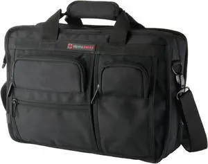 Alpine Swiss Conrad Messenger Bag 15.6 Inch Laptop Briefcase with Tablet Sleeve Black