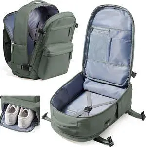 Large Travel Backpack For Women Men,Mochila de Viaje,15.6Inch Laptop Travel Backpack Carry on Flight Approved,Frontier Airlines Personal Item Travel Bag,Waterproof Luggage Backpack(Green)