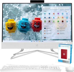 HP Newest All-in-One Desktop, 21.5" FHD Display, 12GB RAM, 1TB Storage (512GB SSD with P500 500GB External SSD), Intel Dual-Core Processor, Webcam, HDMI, Bluetooth, Mouse and Keyboard, Windows 11