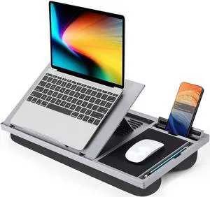 LORYERGO Adjustable Laptop Desk with Cushion & Dual Monitor Stand Riser