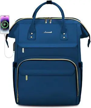 LOVEVOOK Laptop Backpack for Women,17 Inch Professional Womens Travel Backpack Purse Computer Laptop Bag Nurse Teacher Backpack,Waterproof College Work Bags Carry on Back Pack with USB Port,Royal Blue