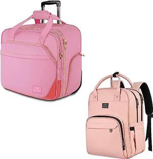 MATEIN Rolling Briefcase for Women, Large Rolling Laptop Bag with Wheels Fits 17 Inch Notebook Gifts, Nursing Backpack, Waterproof College Bag for Women with Removable Organizer