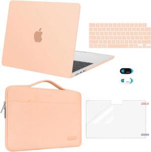 MOSISO Compatible with MacBook Air 13 inch Case 2025 2024 2023 2022 M4 A3240 M3 A3113 M2 A2681, Hard Shell&Sleeve Bag&Keyboard Skin&Webcam Cover&Screen Film for MacBook Air 13.6 inch, Peach Fuzz
