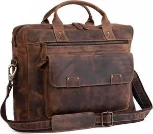 Leather briefcase 16 Inch Laptop Messenger Bags for Men and Women Best Office Briefcase Satchel Bag