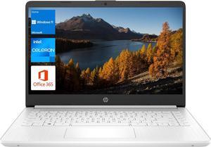 HP Portable Laptop, Student and Business, 14" HD Display, Intel Quad-Core N4120, 4GB DDR4 RAM, 64GB eMMC, 1 Year Office 365, Webcam, SD Card Reader, HDMI, Wi-Fi, Windows 11 Home, White, KKE Mousepad