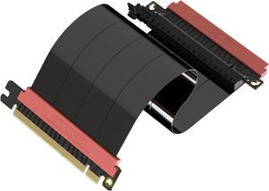 LINKUP - AVA5 PCIE 5.0 Riser Cable | Future Proof for Gen 5 GPU Vertical Mount | x16 128GB/s Speed | Compatible with PCIe 4.0 | Designed for ITX | Single Reverse Straight, Black 23cm