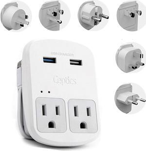 Ceptics Safest Travel Adapter Kit, Dual USB for iPhone, Chargers, Cell Phones, Laptop Perfect for Travelers - 3.6A with Qc. 3.0 Charge Faster
