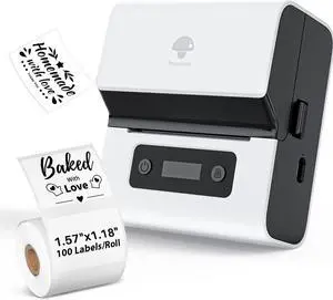 Phomemo Label Maker- M221 Address Label Printer 3 Portable Bluetooth Label Maker Machine for Barcode, Address, Logo, Mailing, Stickers, Small Business, Home, Office, White