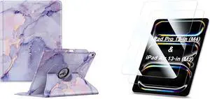 Fintie Bundle: Fintie Rotating Case for iPad Air 13-inch (M2) 2024-360 Degree Swiveling Stand Protective Back Cover + [2-Pack] Tempered Glass Screen Protector