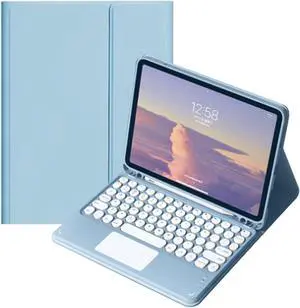 QYiiD Keyboard Case with Touchpad for iPad Pro 13-inch (M4) 2024, Smart Keyboard Folio Cover with Pencil Holder, Multi-Touch Trackpad, Detachable Keyboard for iPad Pro13 inch (2024), Blue