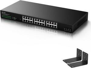 24 Port 2.5Gb Ethernet Network Switch 24 x 2.5 Gigabit Base-T Port | 2 x 10G SFP+ | Compatible with 10-100-1000Mbps Devices | Fanless Quiet Metal Internet Switch | Rack Mount | 160G Bandwidth
