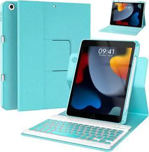 BLUTLOTUS Keyboard Case for iPad 9th/8th/7th Generation 10.2 inch,360deg Rotatable Pro 10.5-inch Air 3 Case with Keyboard Pencil Holder,7 Color Backlit Bluetooth Keyboard Folio Cover(Purple)