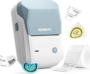 NIIMBOT B1 Barcode Label Maker, Bluetooth Thermal Label Printer, Portable Sticker Maker for Home Organization, Mailing, Bakery,Grocery, Small Business, Compatible with Phone Computer,Blue