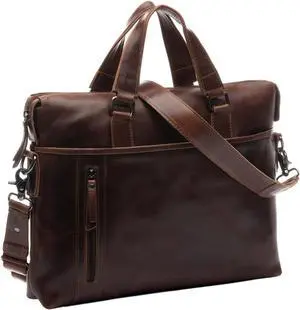 SID & VAIN laptop bag LONDON Large business briefcase real leather portable computer office leather bag Unisex brown