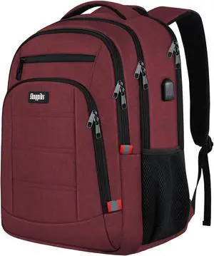 Skaypibs Backpack for Women Men, Travel School Backpacks for Teen Boys, Bookbag with USB Charging Port, Anti Theft College Backpack Fits 15.6 Inch Laptop, Casual Work Business Back Pack, Red