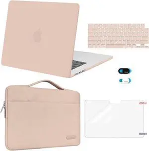 MOSISO Compatible with MacBook Air 15 inch Case 2025 2024 2023 Release M4 A3241 M3 A3114 M2 A2941, Plastic Hard Shell&Carrying Sleeve Bag&Keyboard Cover&Webcam Cover&Screen Protector, Camel