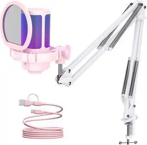 UHURU Gaming USB Microphone for PC: Streaming Computer Mic with Noise Cancellation - Condenser Mic with Controllable RGB for Gaming Streaming