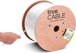 trueCABLE Cat5e Outdoor, 1000ft, Waterproof Direct Burial Rated CMX, White, 24AWG Solid Bare Copper, 350MHz, PoE++ (4PPoE), ETL Listed, Unshielded UTP, Bulk Ethernet Cable