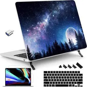 Tuiklol Case for MacBook Air 15 inch 2025 2024 2023 Model A3241 M4 / M3 A3114 / M2 A2941, Bracket Hard Shell Case with Keyboard Cover for MacBook Air 15.3 Cover, Moonlight