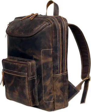 Vintage Leather Backpack For Men 16" Laptop Bag Large Capacity Business Travel Hiking Shoulder Daypacks Business Office Brown (Laptop Backpack 1)