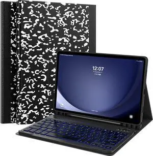 MoKo Keyboard Case for Galaxy Tab A9 Plus Case with Keyboard, Samsung Galaxy Tab A9+ Keyboard Case with S Pen Holder&Backlit, Magnetic Detachable Keyboard for Galaxy Tab A9+ 11" 2023, Black Notebook