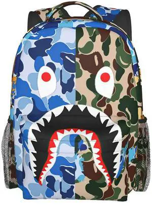 Vkaxopt Backpack Shark Teeth Camo Backpacks Travel Laptop Daypack Big Capacity Bookbag Fashion Durable Back Pack for Men and Women-ClassicColor