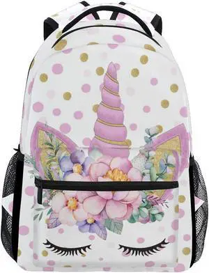 Wamika Cute Unicorn Backpacks for Girls Kids Flowers School Student Book Bags