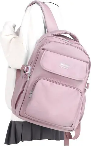 WEPOET Waterproof School Backpack For College Students Women,Simple Kawaii Bookbags,Casual Laptop Travel Daypack Backpacks,Lightweight School Bags For Girls(Purple)
