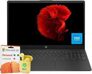 HP Newest Essential 15.6" Laptop, Inter N200 4-Core Processor, Windows 11 Laptop 32GB RAM 384GB Storage (128GB SSD+256GB SD Card), Numeric Keypad, Camera Privacy Shutter, NLY Earphones, Black