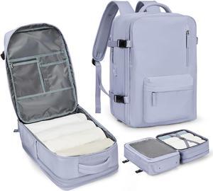 Large Travel Laptop Backpack, Expandable Flight Approved Backpack, Carry on Backpack for Women, Waterproof 17inch Laptop Hiking Backpack with Shoe Compartment, Taro Purple