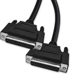 XANHAM DB25 25 Pin 65 Feet(20 Meter) Two Row Straight Through Serial Cable, Double Shielded(Metal Braiding&AL-foil), Female to Female, Black, SC920S13FF