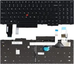 New Keyboard with Backlit Pointer Replacement for Lenovo IBM ThinkPad E580 E585 E590 E595 T590 L580 L590 P52 P53 P53S P72 P73 (Not Fit P52s) Black US Layout with Backlight and Trackpoint