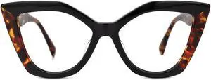 Zeelool Stylish Acetate Cat Eye Blue Light Blocking Glasses Computer Eyewear for Women Oversized Eyeglasses Spitler ZJGA100148-01 Black-Tortoise